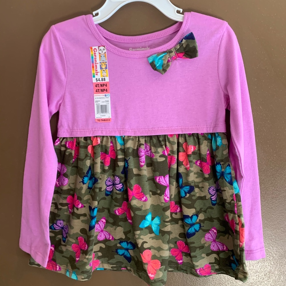 Garanimals purple&green w/ butterflies long sleeve sz 4T NWT
